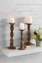 Load image into Gallery viewer, Beaded Wood Candleholder