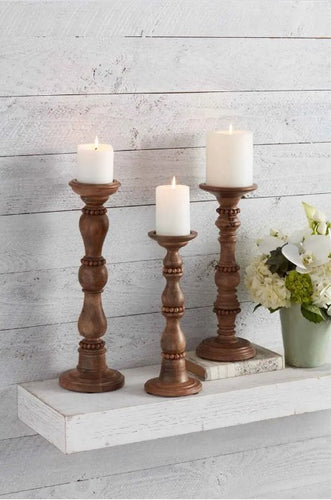 Beaded Wood Candleholder