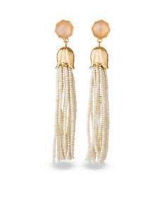 Cream Bellflower Tassel Earrings