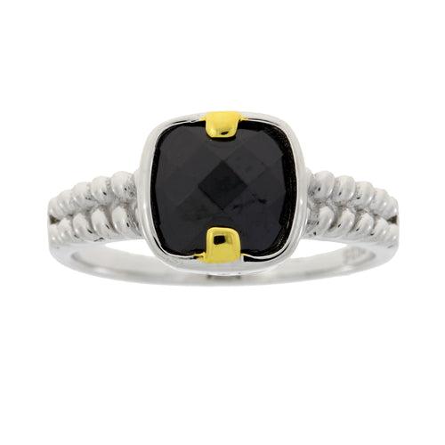 Genuine Black Cubic Zirconium Ring Sterling Silver