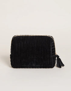 Black Velvet Quilted Cosmetic Bag