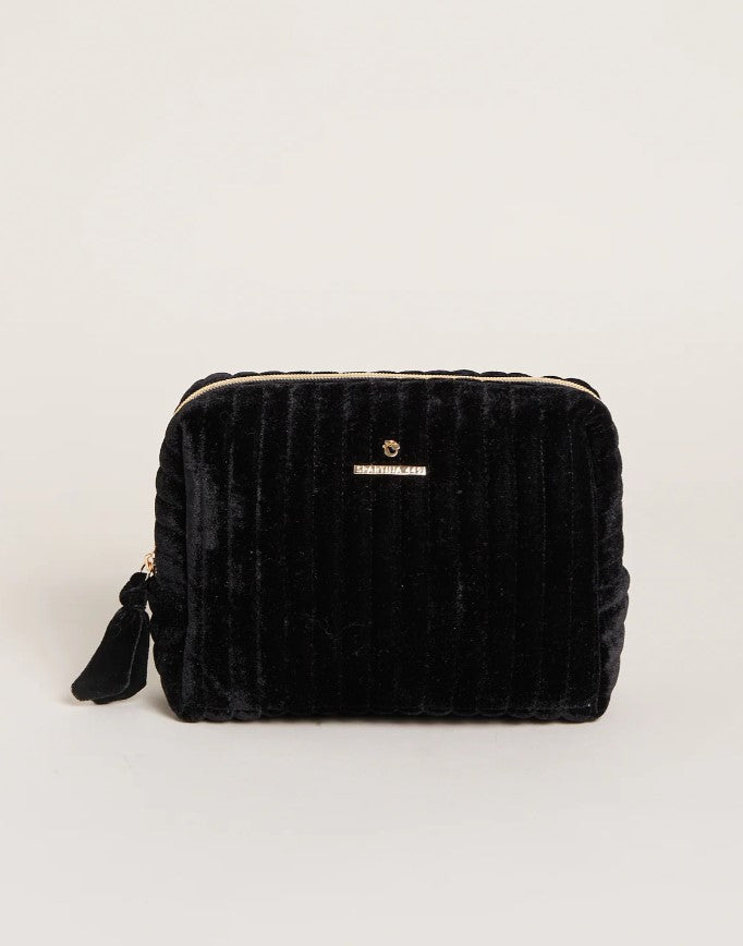 Black Velvet Quilted Cosmetic Bag