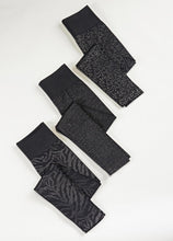 Load image into Gallery viewer, Black Tonal Patterns on Black Leggings