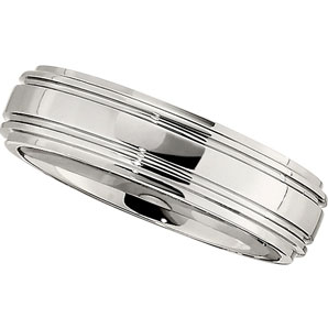 Domed Double Ridged Dura Cobalt Band