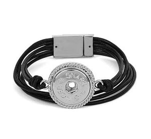 Ginger Snaps Black Leather 6-Strand Magnetic Bracelet