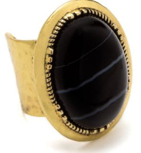 Black Agate Stone Ring