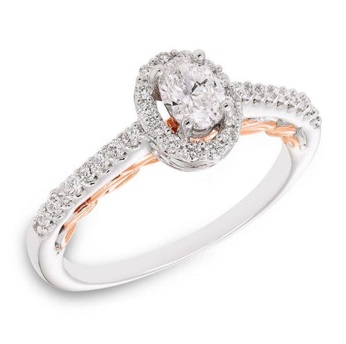 Rachel Two-Tone Gold and Oval Diamond Halo Engagement Ring