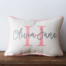 Classic Girl Name and Initial Pillow