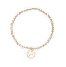 Load image into Gallery viewer, Classic Gold 3mm Bead Bracelet - Paw Print