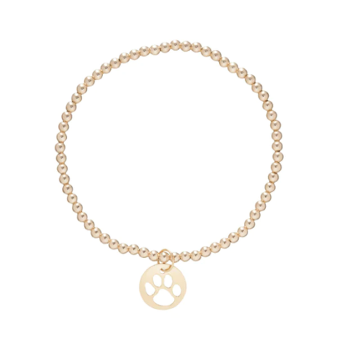 Classic Gold 3mm Bead Bracelet - Paw Print