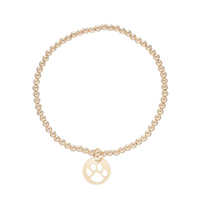 Classic Gold 3mm Bead Bracelet - Paw Print