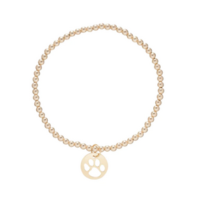 Classic Gold 2mm Bead Bracelet - Small Paw Print