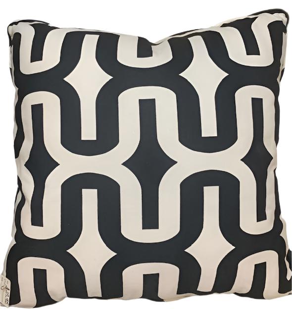 Cream and Black Square Pillow