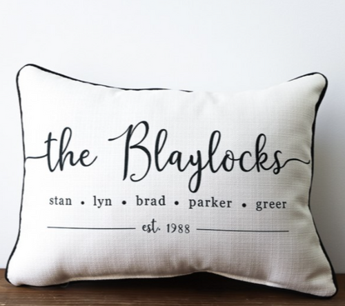 Family Name Established Pillow