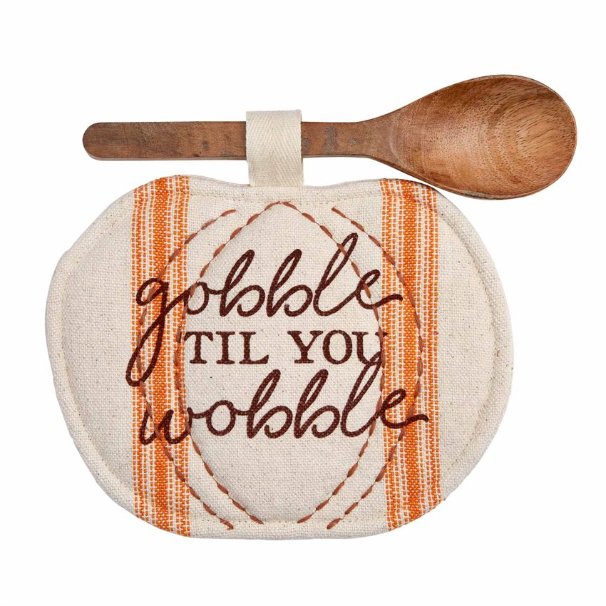 Gobble Thanksgiving Pot Holder & Spoon Set