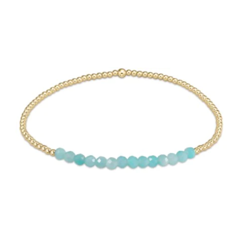 Gold Bliss 2mm Bead Bracelet - Amazonite