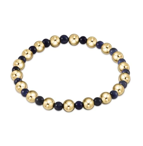 Gold Grateful Pattern 4mm Bead Bracelet-Matte Onyx