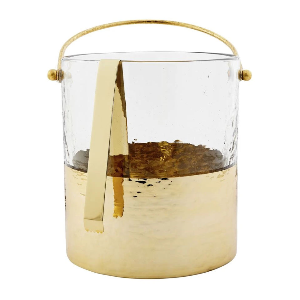 Gold Hammered Glass Ice Bucket