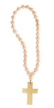Load image into Gallery viewer, Wood Beaded Loop with Cross Charm