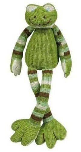 Cuddly Knit Green Frog Musical Toy