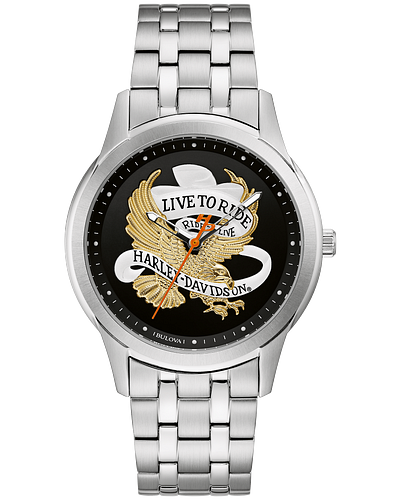 Harley-Davidson Stainless Steel Black Dial Watch