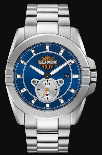 Harley Davidson Men's Blue Dial Stainless Steel Watch