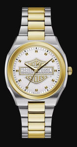 Harley Davidson White Dial Stainless Steel Watch