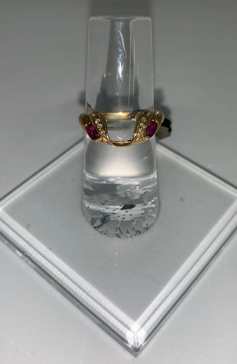 Women's Small Gold and Ruby Diamond Ring Wrap