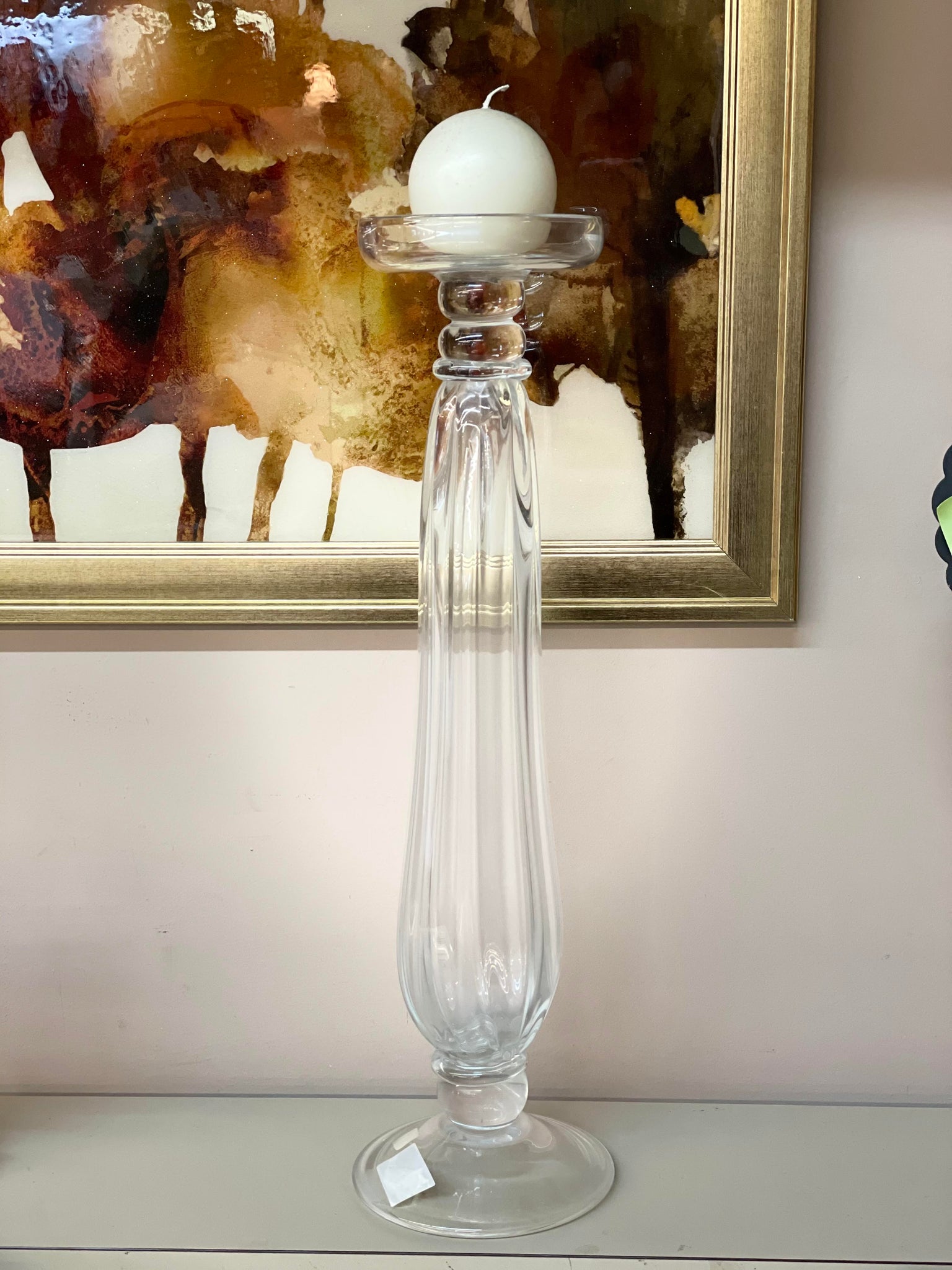 Large Clear Glass Candle Holder