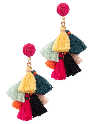 Multi Tassel Drop Earrings