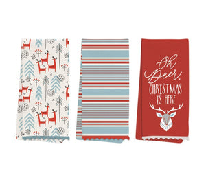 Holiday Tea Towel with Scalloped Trim
