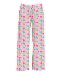 Neon Pink Palmetto Tree and Moon Lounge Pants