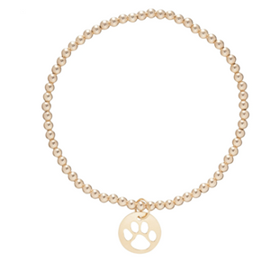 Classic Gold 3mm Bead Bracelet - Paw Print