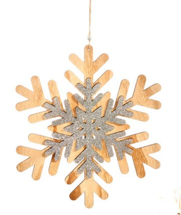 Plywood Snowflake Ornaments, 3 Asst