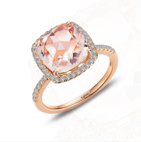 Morganite Rose-Cut Halo Engagement Ring