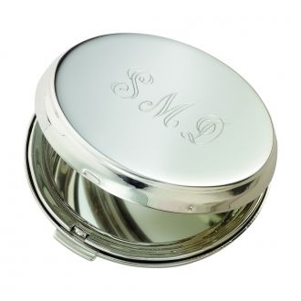 Round Hinged Silver Compact