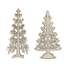 Load image into Gallery viewer, 6&quot; x 8&quot; Wood Interlocking Laser Cut Tree, 2 Asst