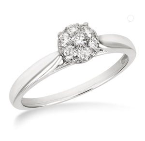 White Gold Diamond Cluster Solitaire Ring 1/4