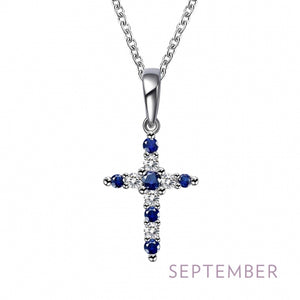 Cross Birthstone Necklace, 12 Asst