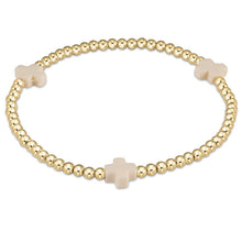 Load image into Gallery viewer, Signature Cross Gold Pattern 3mm Bead Bracelet- Off White