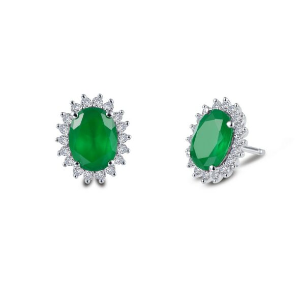 Simulated Emerald Halo Earrings