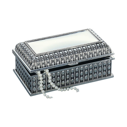 Silverplated Rectangular Box with Beaded Antique Design, 3