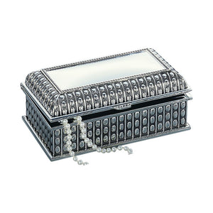 Silverplated Rectangular Box with Beaded Antique Design, 3"x 7"