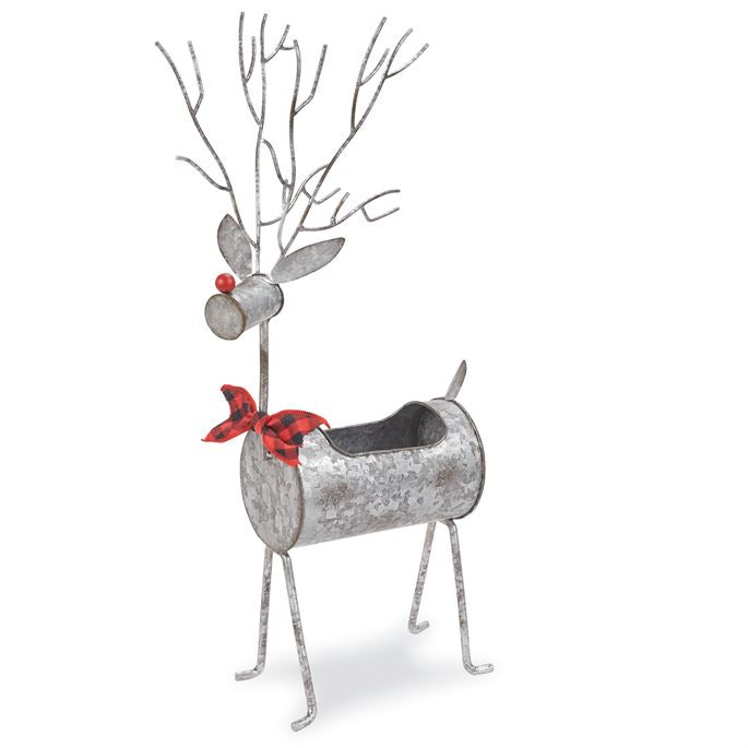 Small Tin Reindeer Planter