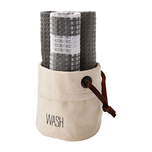 Wash Towels in Canvas Holder