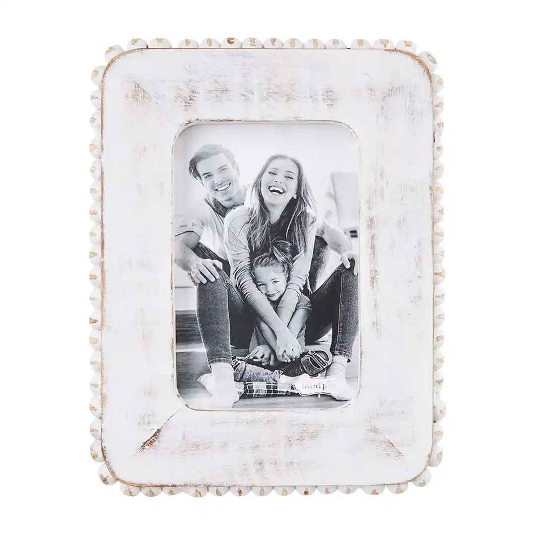 White Wood Beaded Picture Frame
