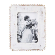 Load image into Gallery viewer, White Wood Beaded Picture Frame