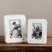 Load image into Gallery viewer, White Wood Beaded Picture Frame