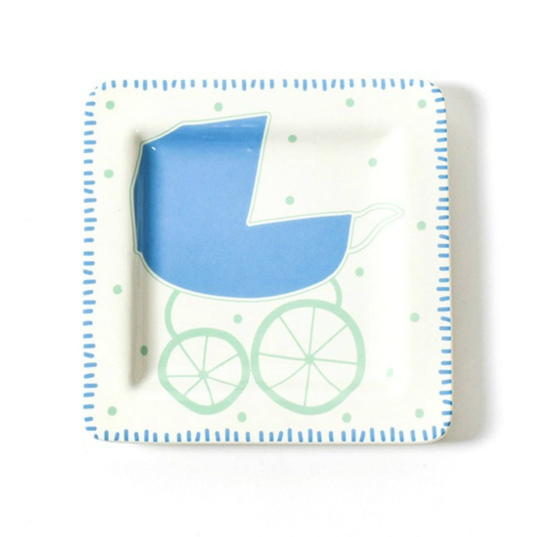Blue Baby Carriage Square Plate
