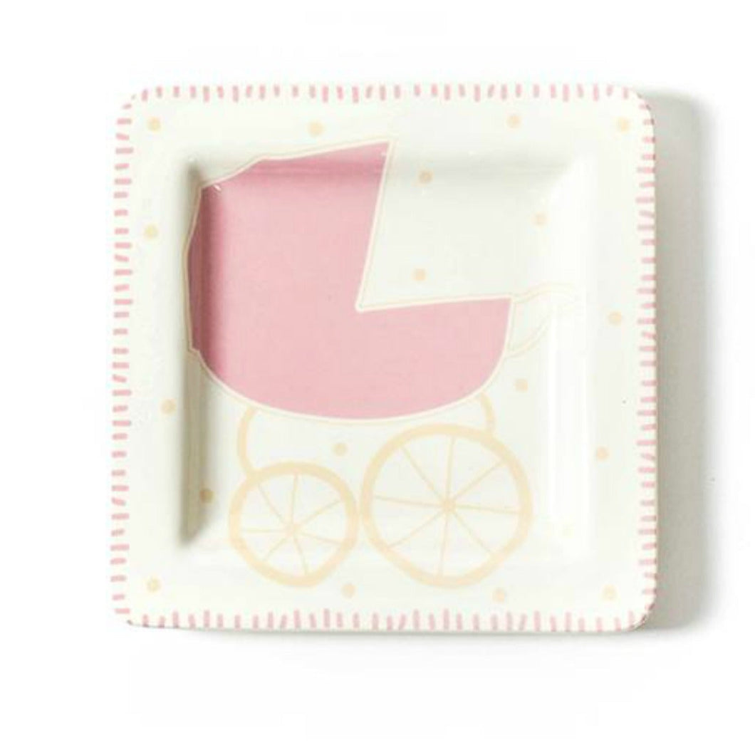 Pink Baby Carriage Square Plate